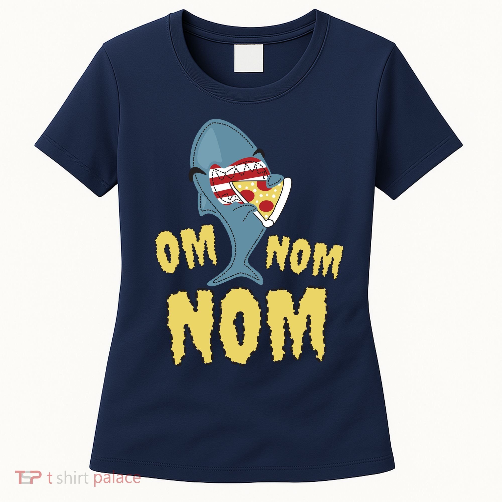 Shark Eating Pizza Om Nom Nom Women's T-Shirt