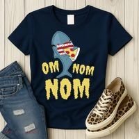 Shark Eating Pizza Om Nom Nom Women's T-Shirt thumb 3