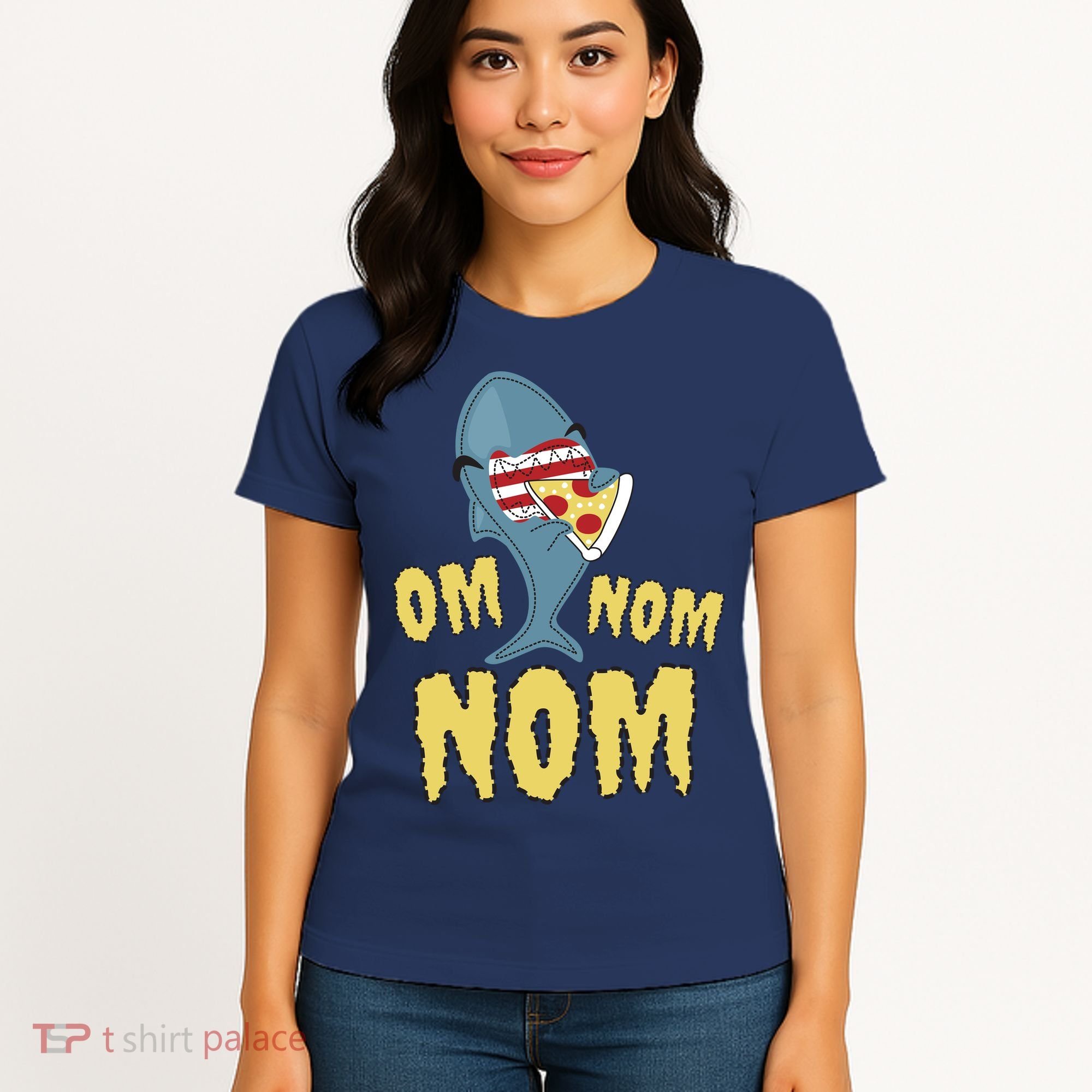 Shark Eating Pizza Om Nom Nom Women's T-Shirt