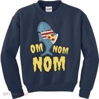 Shark Eating Pizza Om Nom Nom Kids Sweatshirt thumb 0