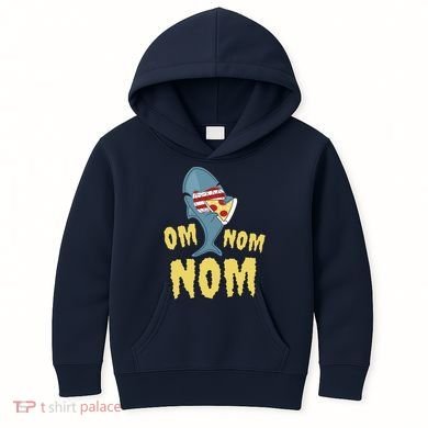 Shark Eating Pizza Om Nom Nom Kids Hoodie