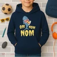 Shark Eating Pizza Om Nom Nom Kids Hoodie thumb 2