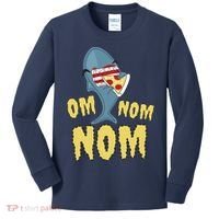 Shark Eating Pizza Om Nom Nom Kids Long Sleeve Shirt thumb 0
