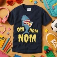 Shark Eating Pizza Om Nom Nom Kids T-Shirt thumb 3