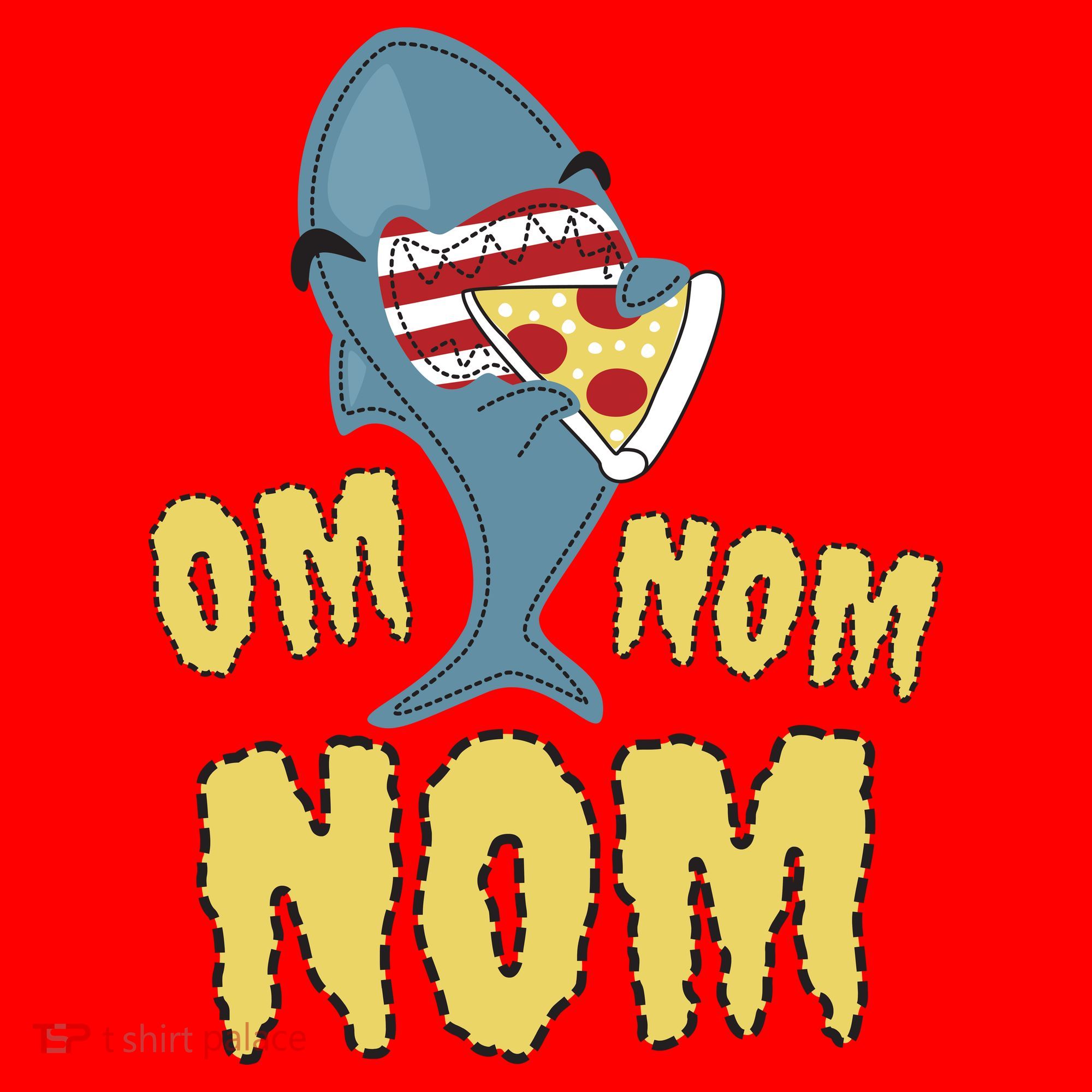 Shark Eating Pizza Om Nom Nom Santa Hat