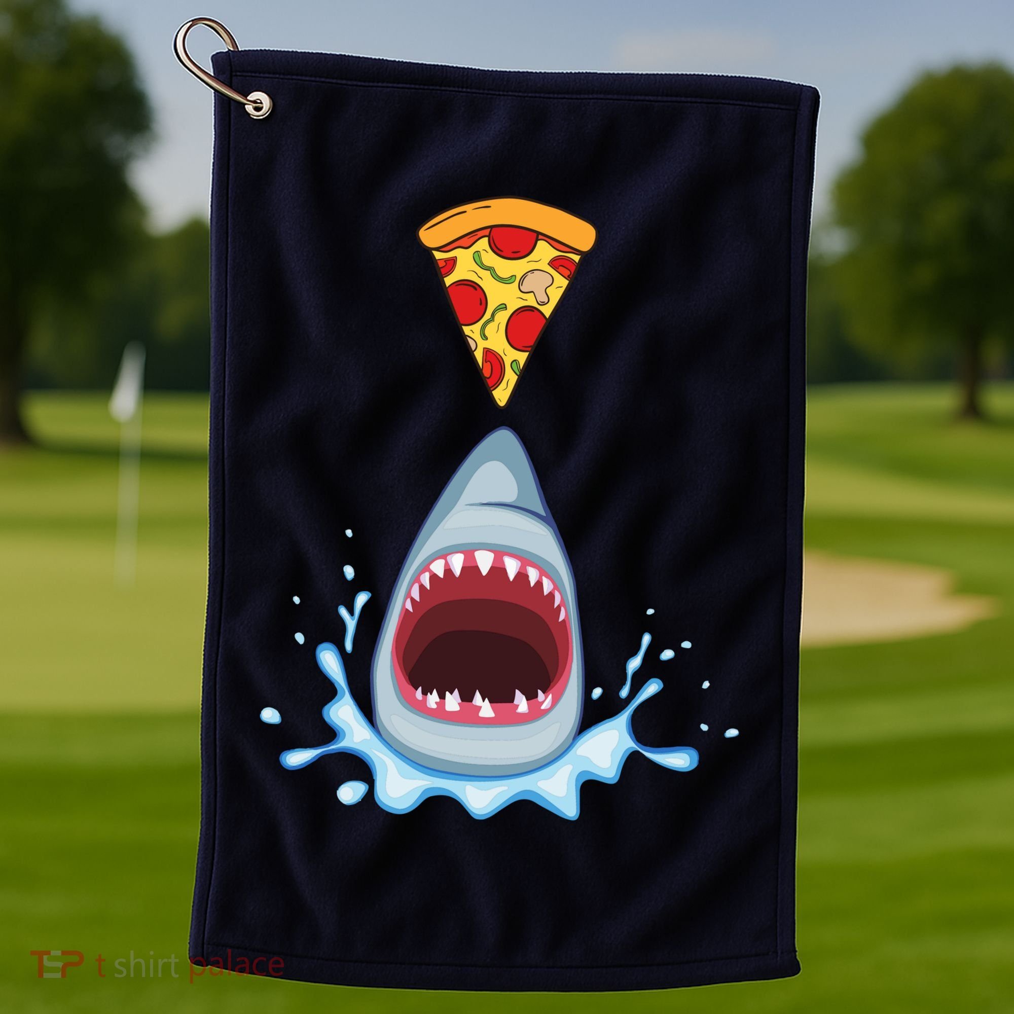 Shark Pizza Attack Golf Towel