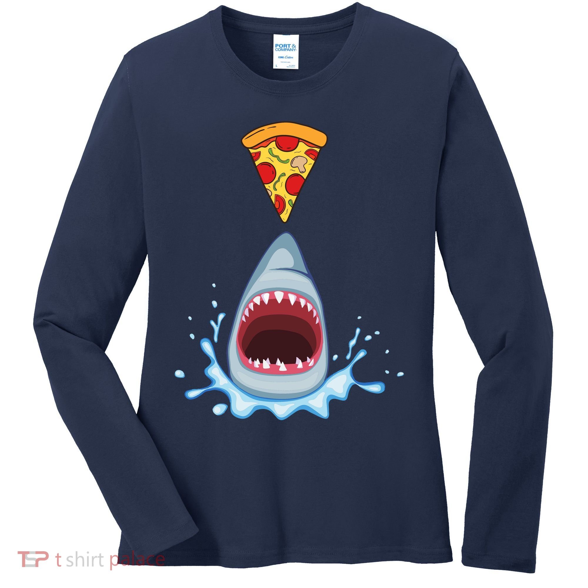 Shark Pizza Attack Women's Long Sleeve Shirt