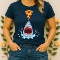 Shark Pizza Attack Women's T-Shirt thumb 2