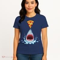 Shark Pizza Attack Women's T-Shirt thumb 4