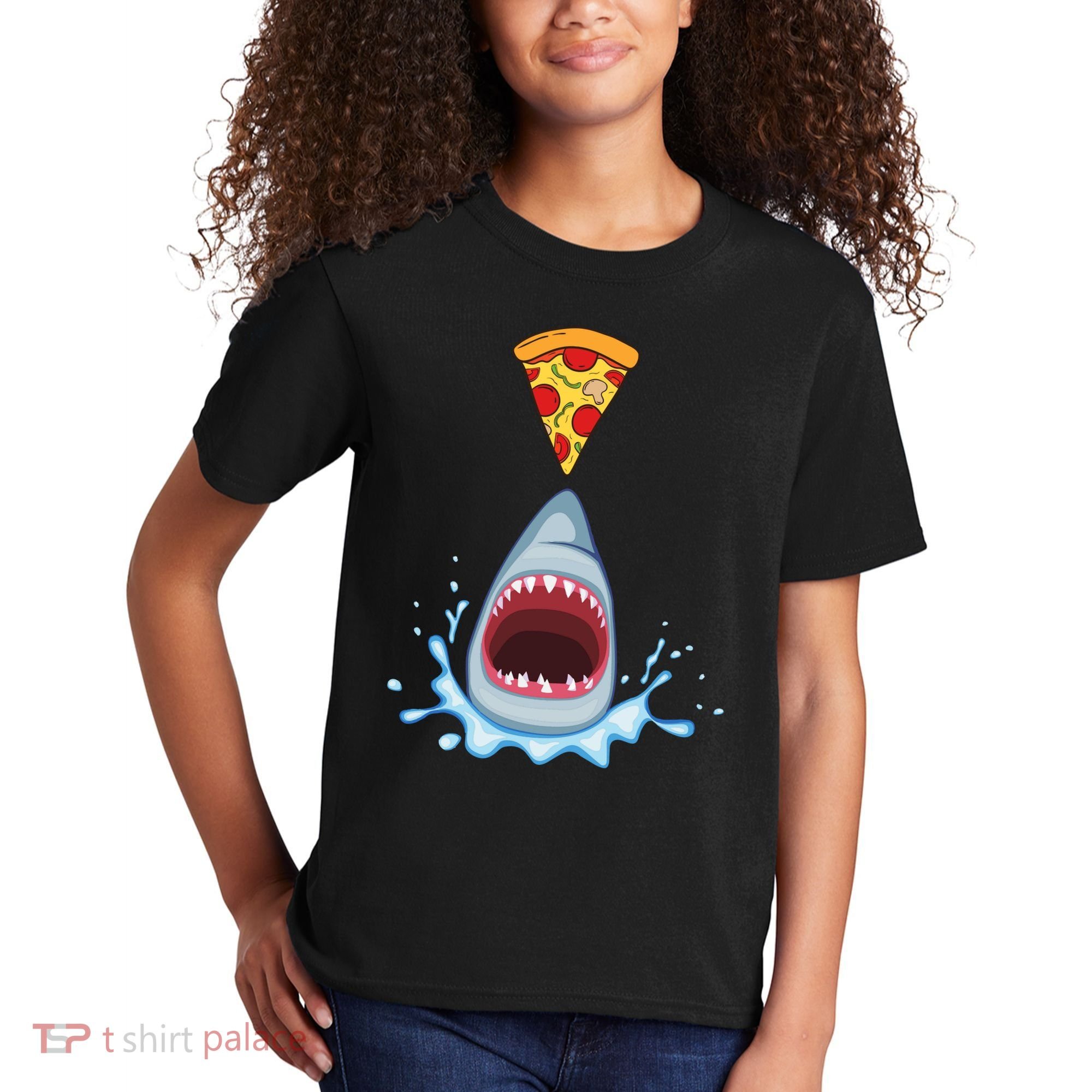 Shark Pizza Attack Kids T-Shirt