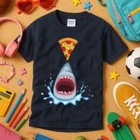 Shark Pizza Attack Kids T-Shirt thumb 3