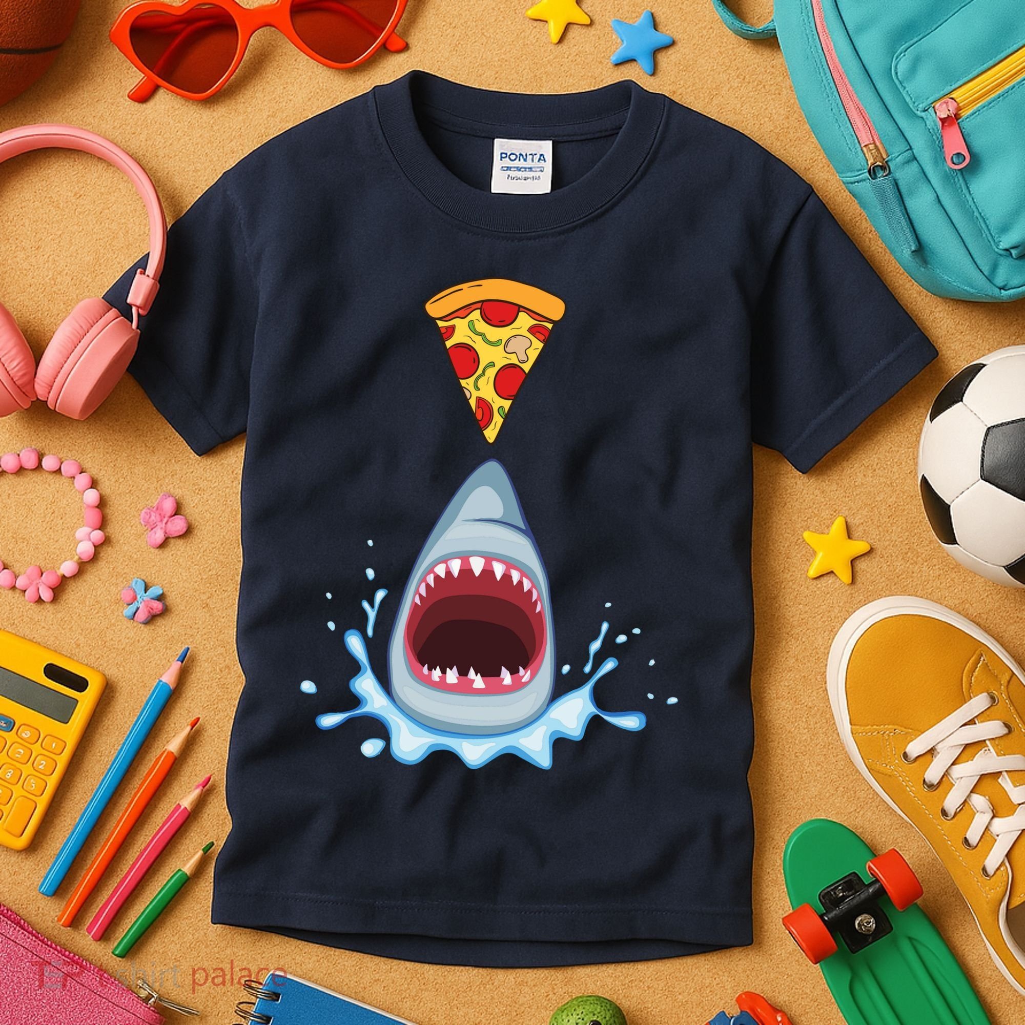Shark Pizza Attack Kids T-Shirt