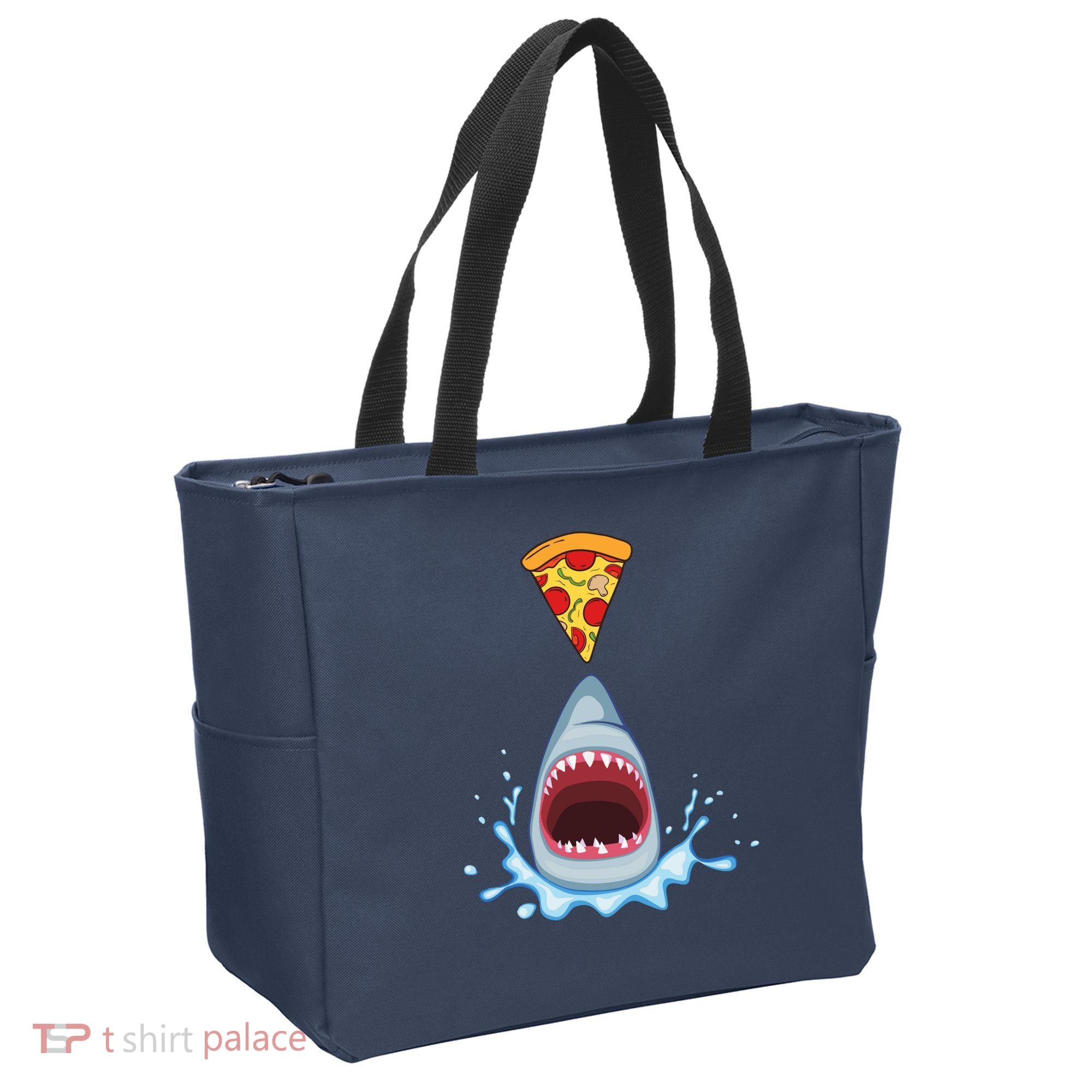 Shark Pizza Attack Tote Bag