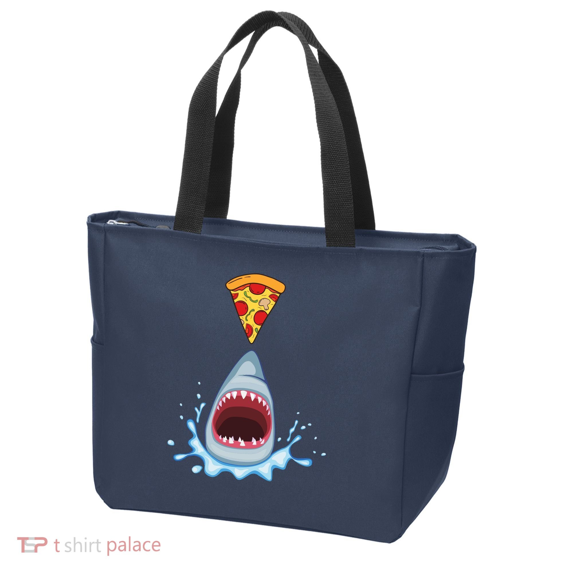 Shark Pizza Attack Tote Bag