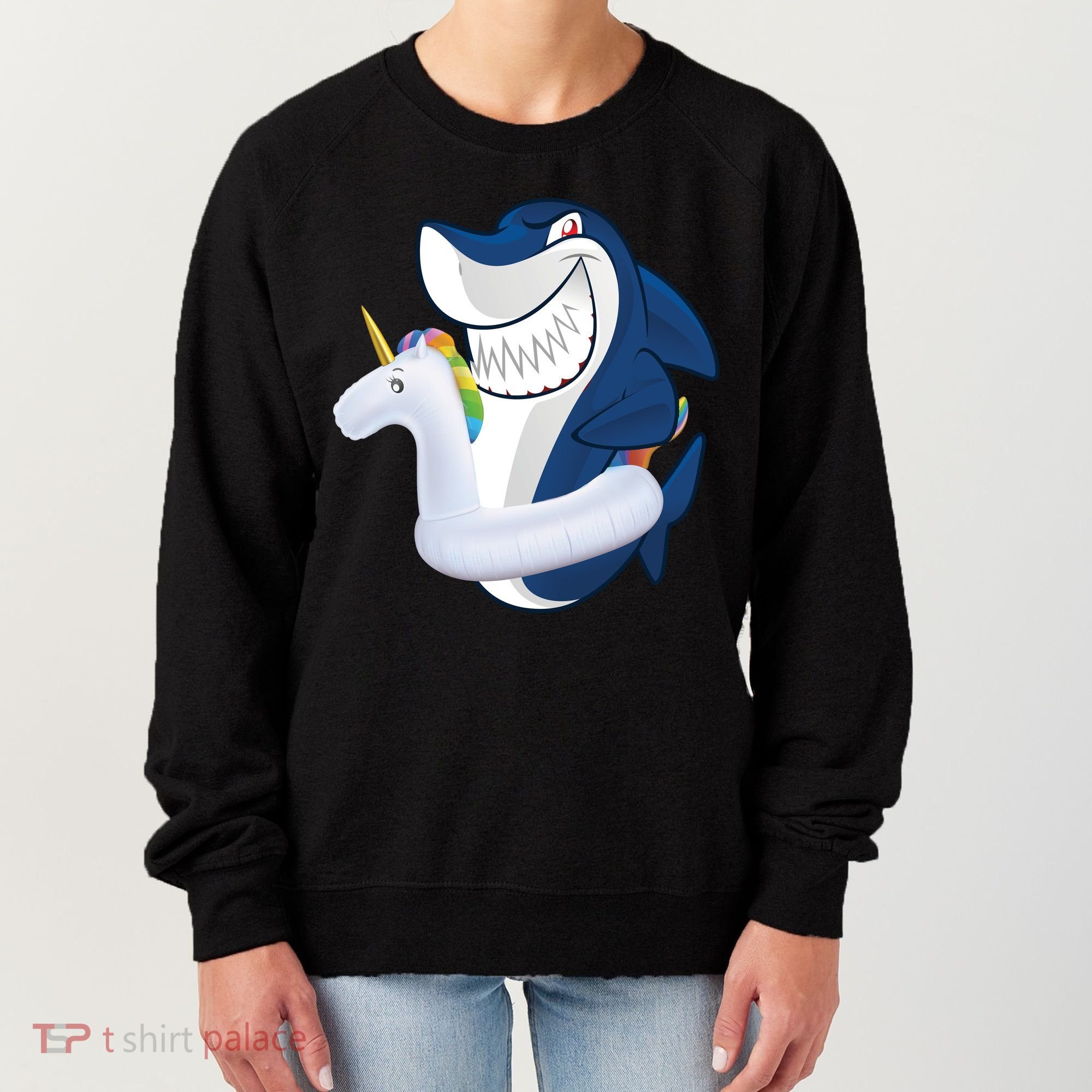 Shark Unicorn Float Pool Party Women's Sweatshirt