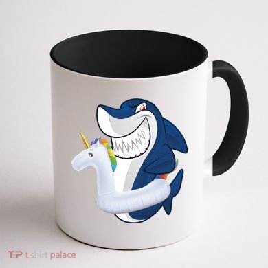 Shark Unicorn Float Pool Party Coffee Mug back