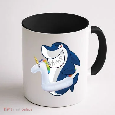 Shark Unicorn Float Pool Party Coffee Mug back