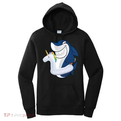 Shark Unicorn Float Pool Party Women's Hoodie