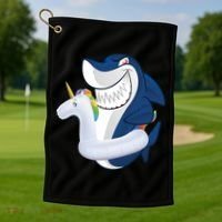 Shark Unicorn Float Pool Party Golf Towel thumb 1