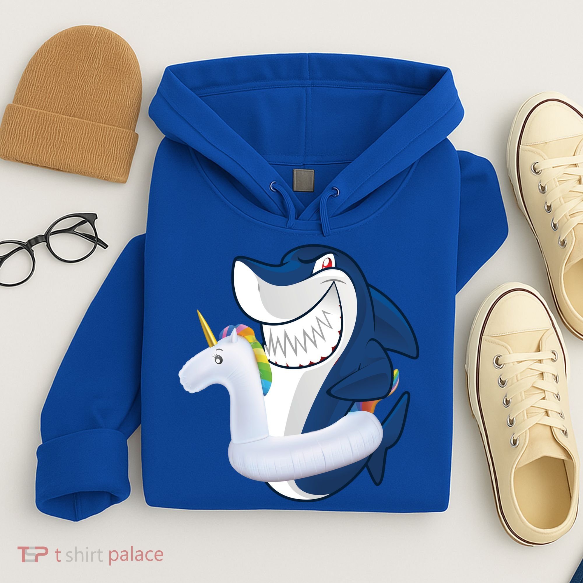 Shark Unicorn Float Pool Party Hoodie