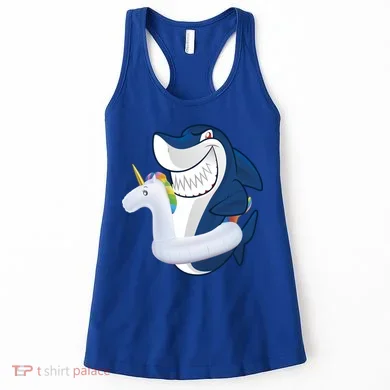 Shark Unicorn Float Pool Party Women's Tank Top