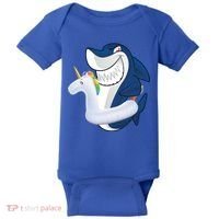 Shark Unicorn Float Pool Party Baby Bodysuit thumb 0