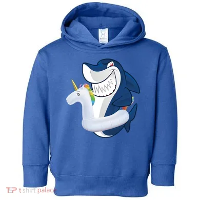 Shark Unicorn Float Pool Party Toddler Hoodie