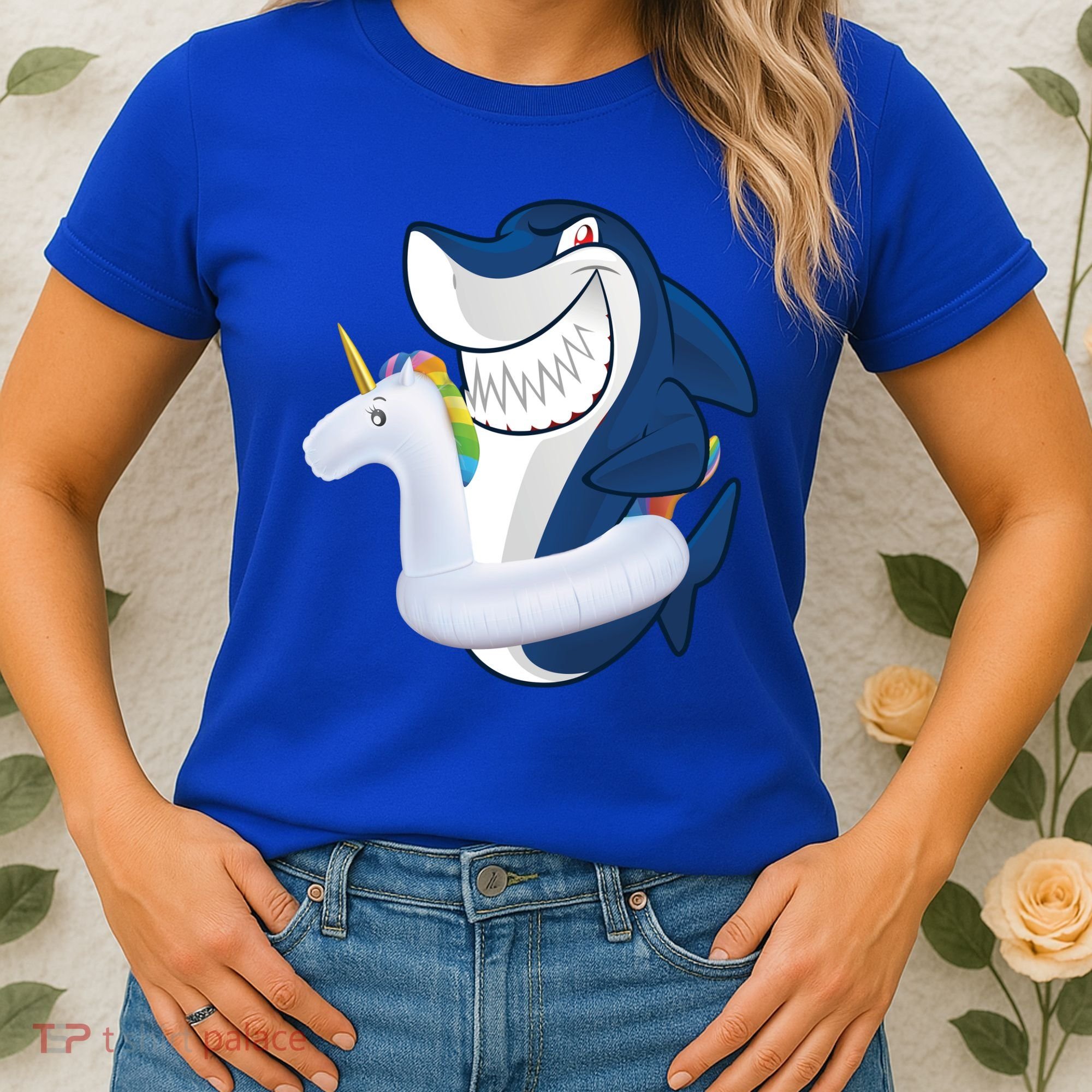 Shark Unicorn Float Pool Party Women's T-Shirt