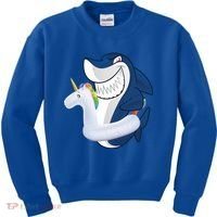 Shark Unicorn Float Pool Party Kids Sweatshirt thumb 0