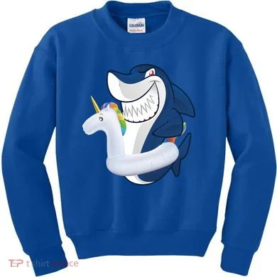 Shark Unicorn Float Pool Party Kids Sweatshirt
