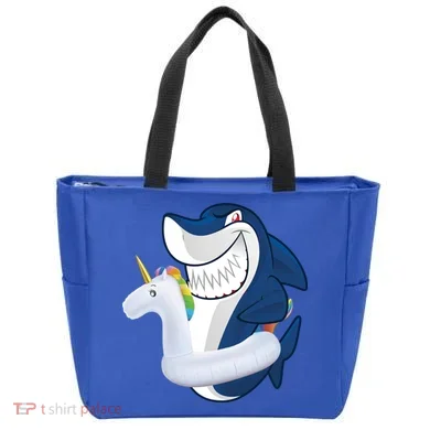 Shark Unicorn Float Pool Party Tote Bag
