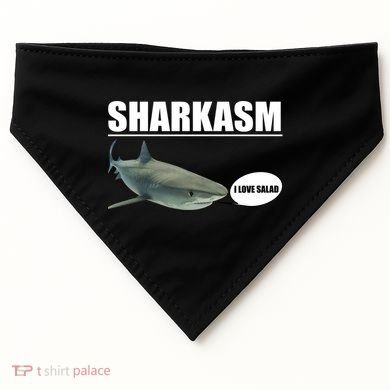 Sharkasm Funny Shark I Love Salad USA-Made Doggie Bandana