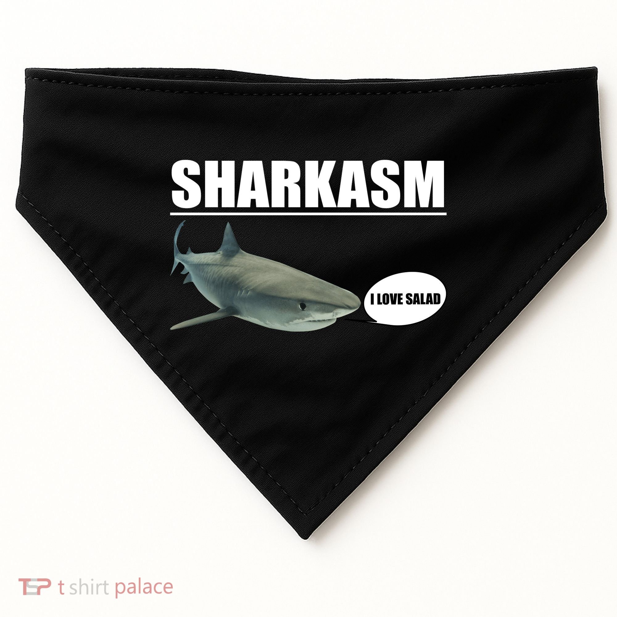 Sharkasm Funny Shark I Love Salad USA-Made Doggie Bandana