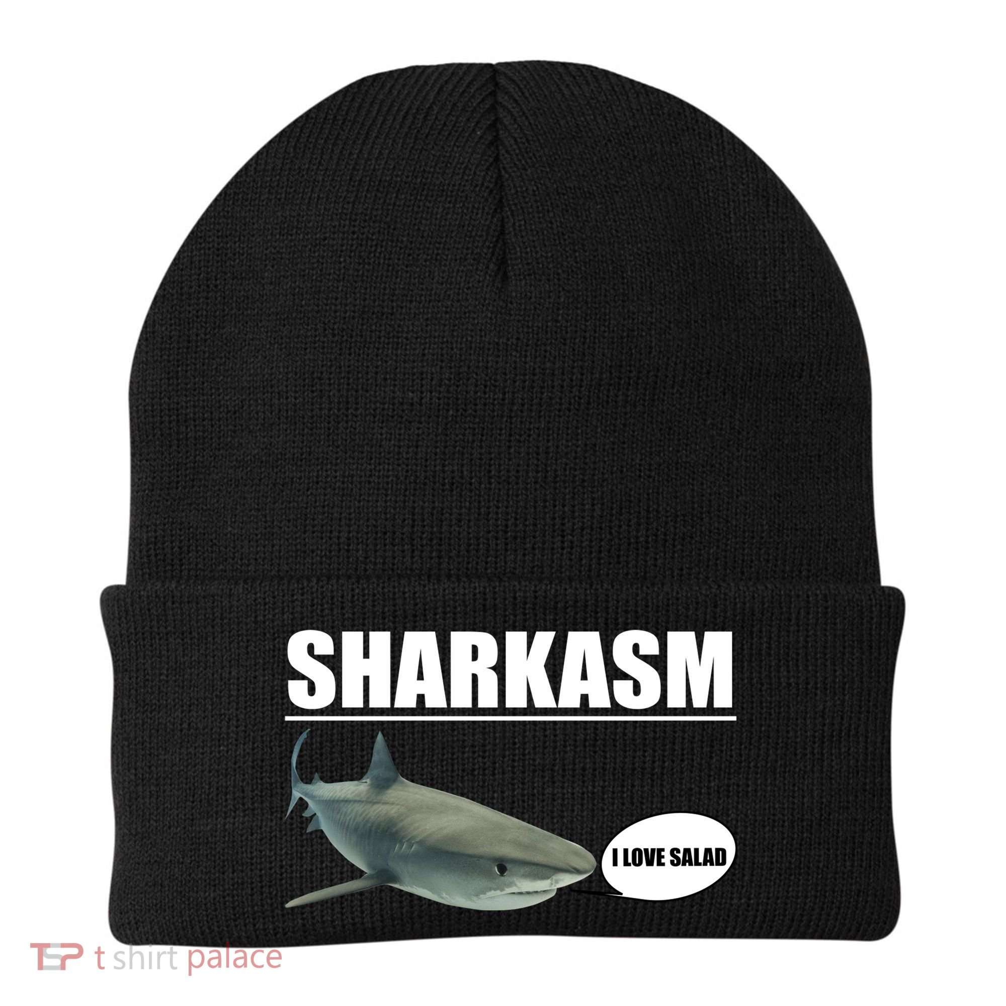 Sharkasm Funny Shark I Love Salad Beanie