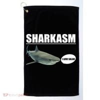 Sharkasm Funny Shark I Love Salad Golf Towel thumb 0