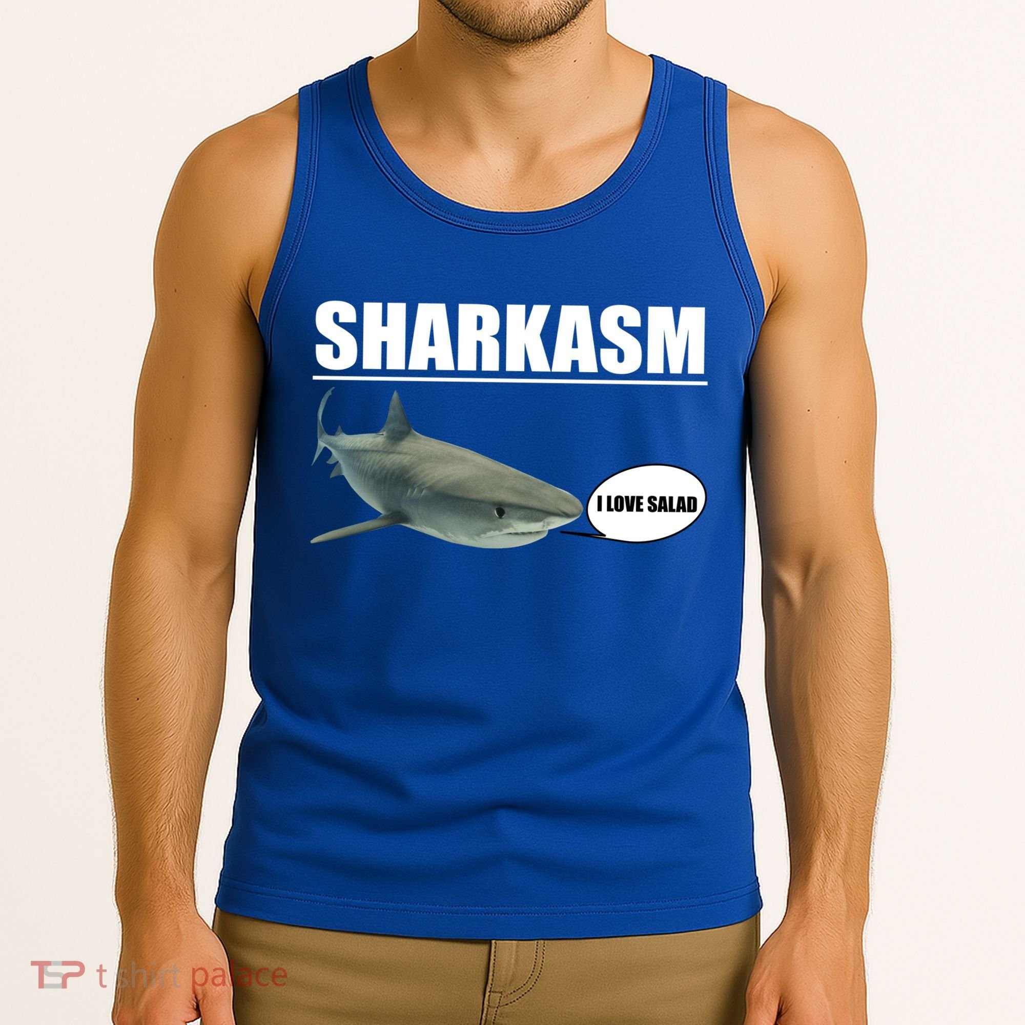 Sharkasm Funny Shark I Love Salad Tank Top