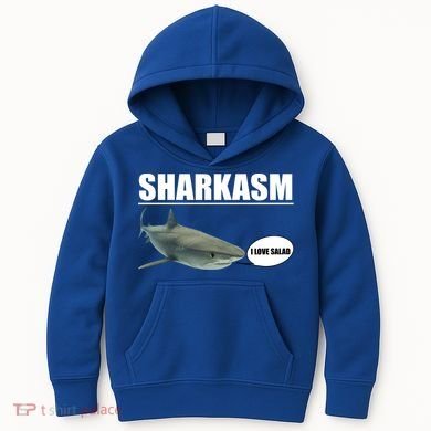 Sharkasm Funny Shark I Love Salad Kids Hoodie