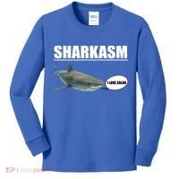 Sharkasm Funny Shark I Love Salad Kids Long Sleeve Shirt thumb 0