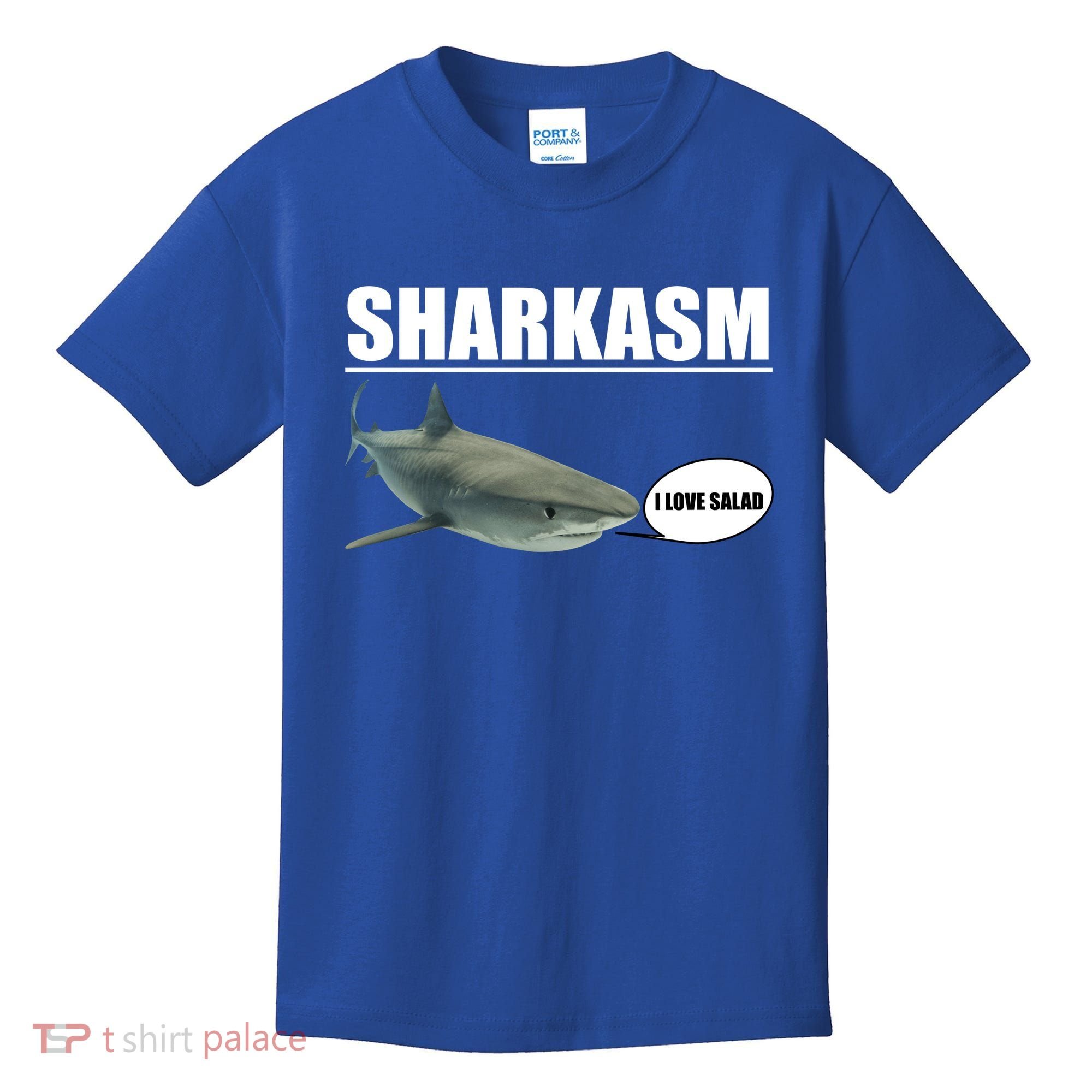 Sharkasm Funny Shark I Love Salad Kids T-Shirt