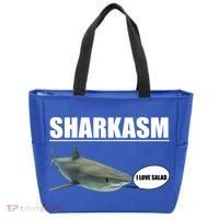 Sharkasm Funny Shark I Love Salad Tote Bag thumb 0