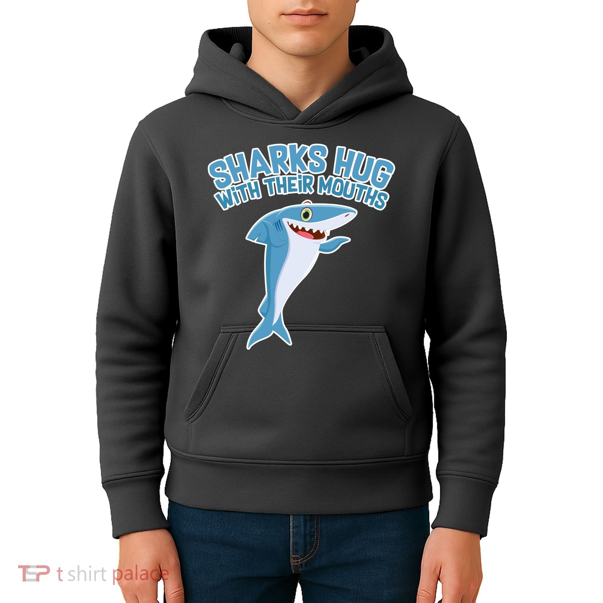 Sharks Hug With Their Mouth Kids Hoodie