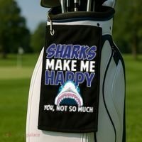Sharks Make Me Happy You Not So Much Golf Towel thumb 2