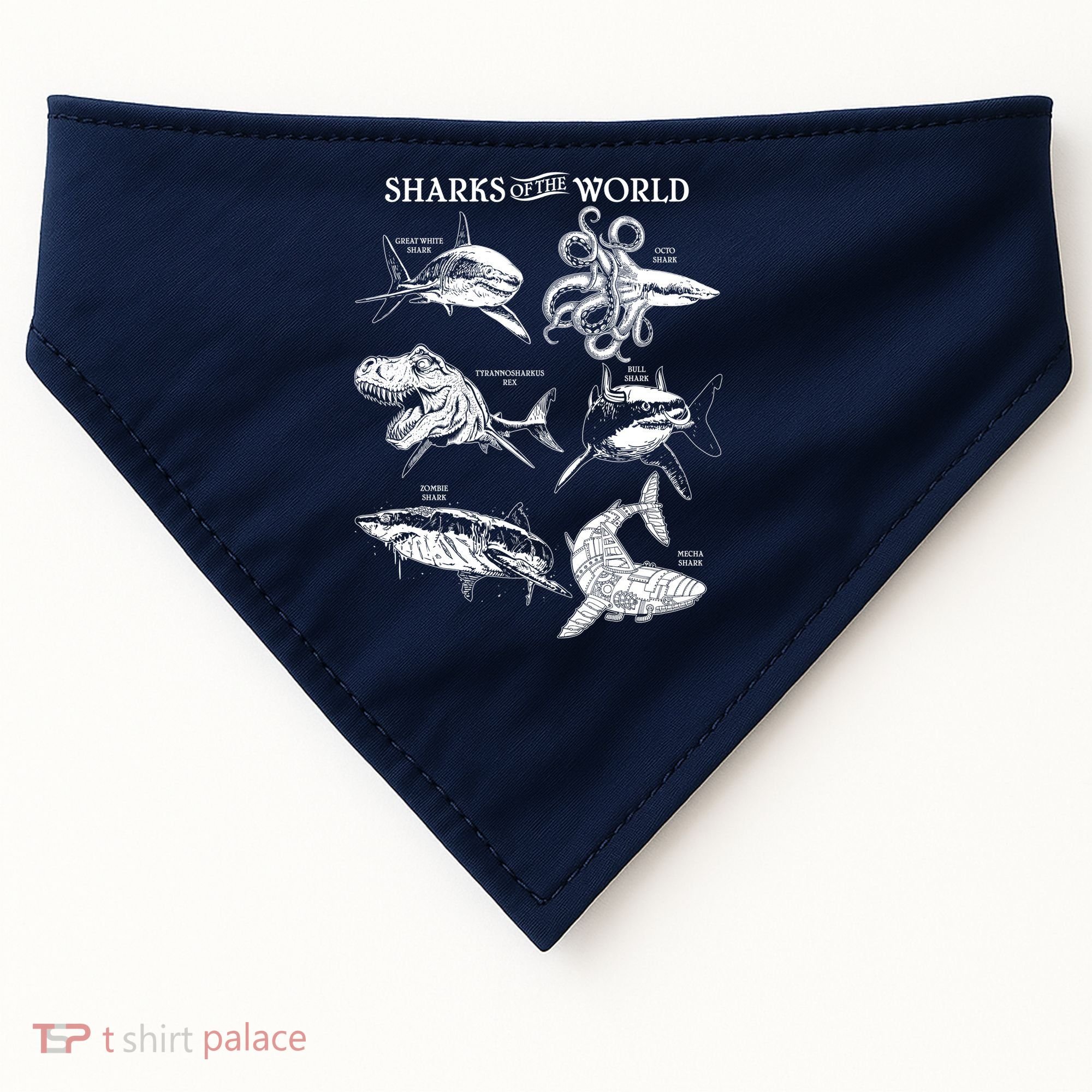 Sharks Of The World USA-Made Doggie Bandana