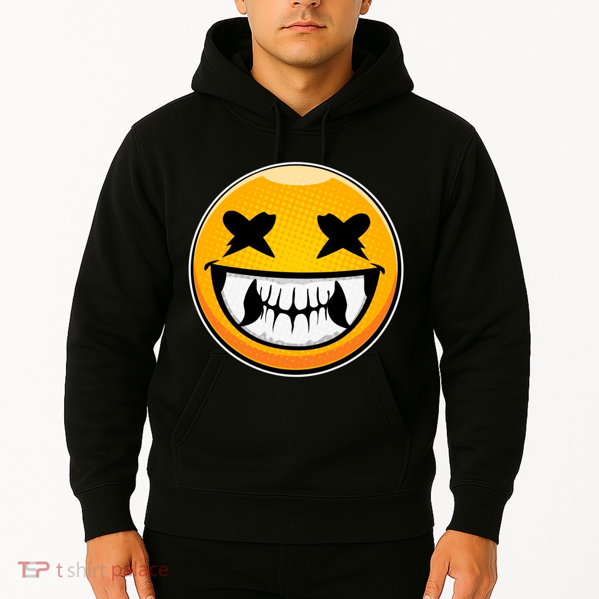 Sharp Toothed Smiley Creepy Emoji Hoodie