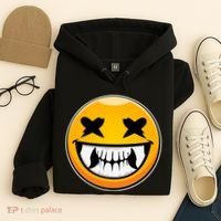 Sharp Toothed Smiley Creepy Emoji Hoodie thumb 4