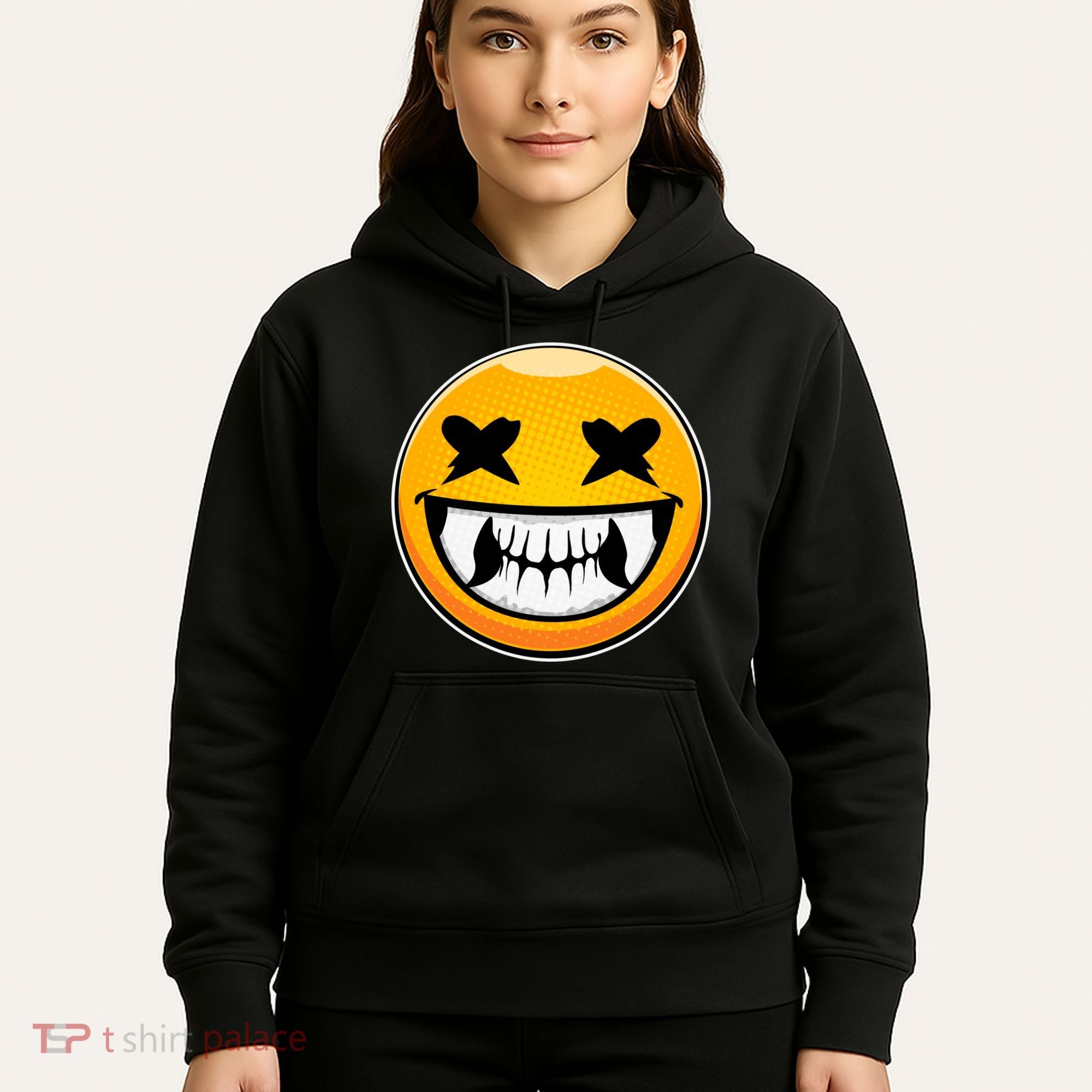 Sharp Toothed Smiley Creepy Emoji Hoodie
