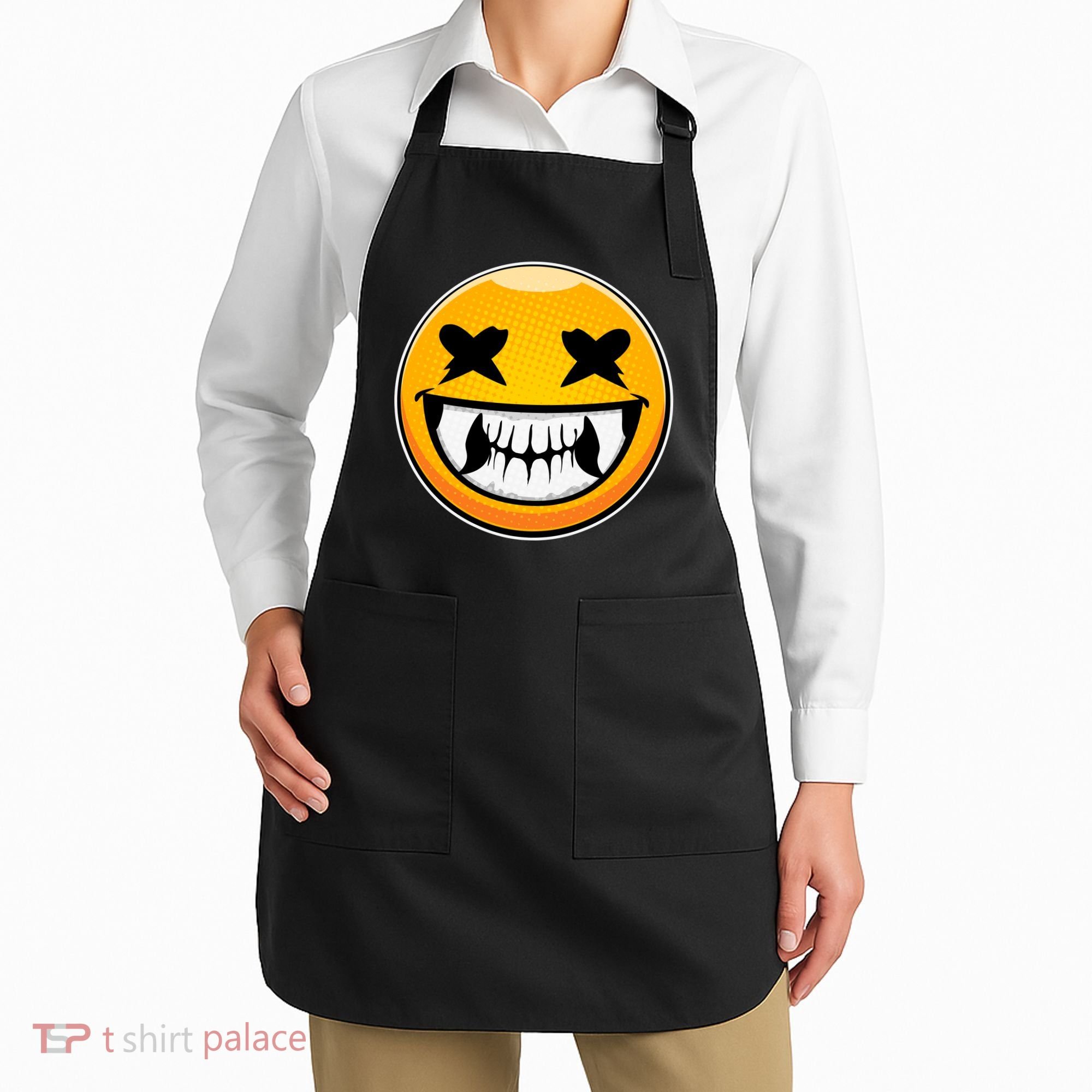 Sharp Toothed Smiley Creepy Emoji Apron