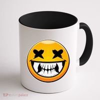 Sharp Toothed Smiley Creepy Emoji Coffee Mug thumb 1