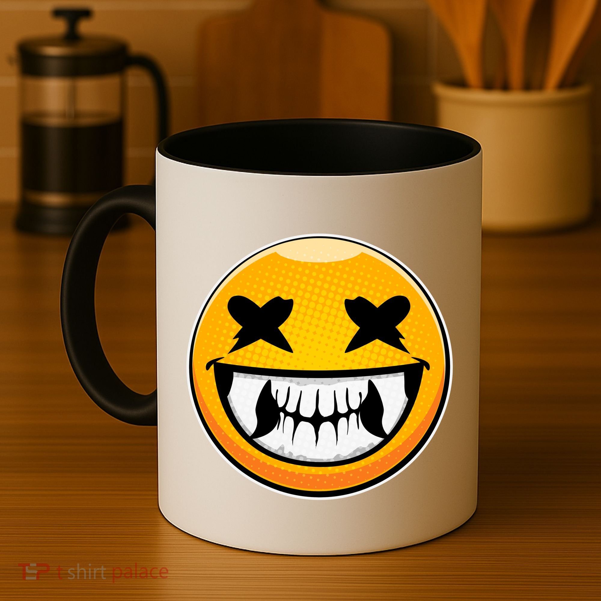 Sharp Toothed Smiley Creepy Emoji Coffee Mug