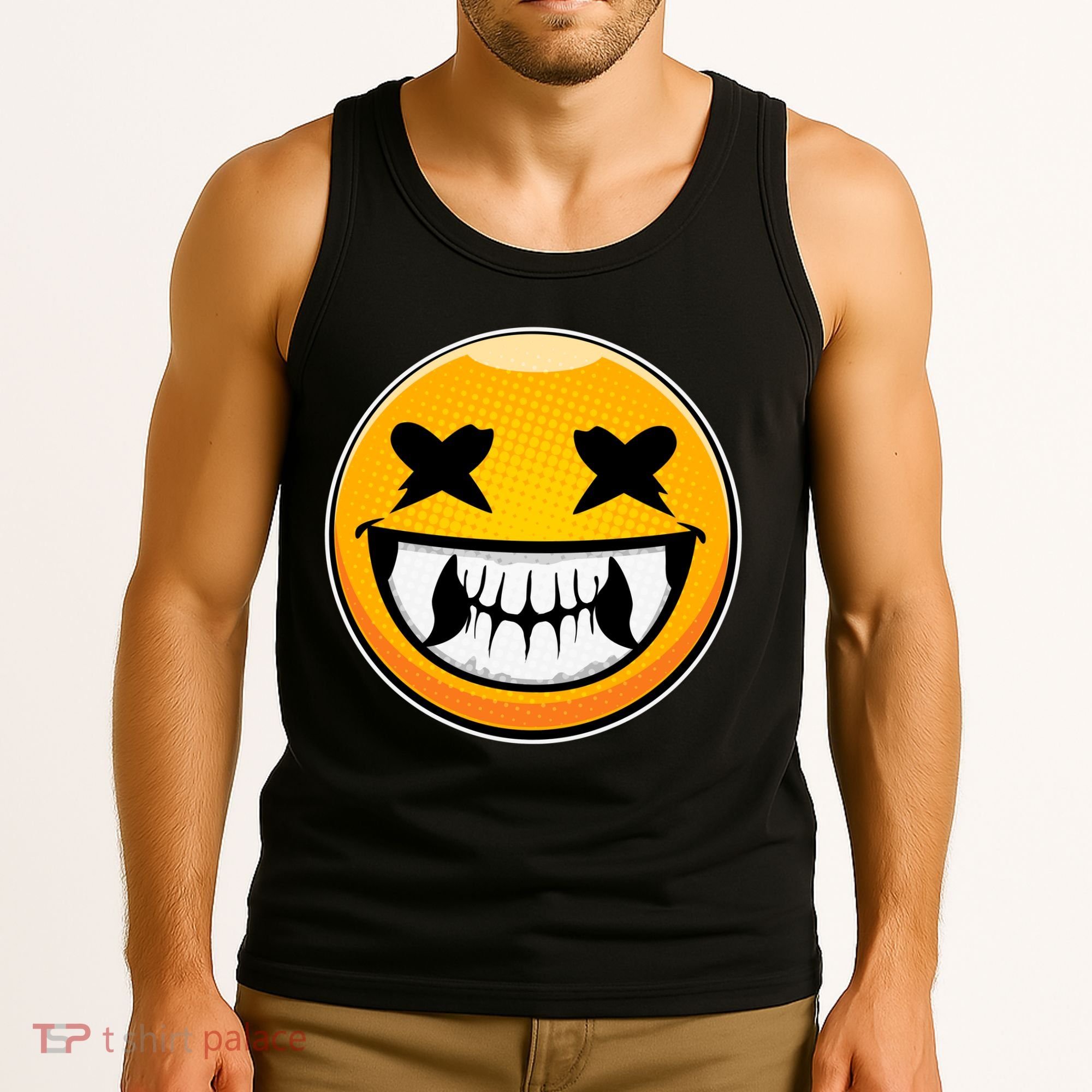 Sharp Toothed Smiley Creepy Emoji Tank Top